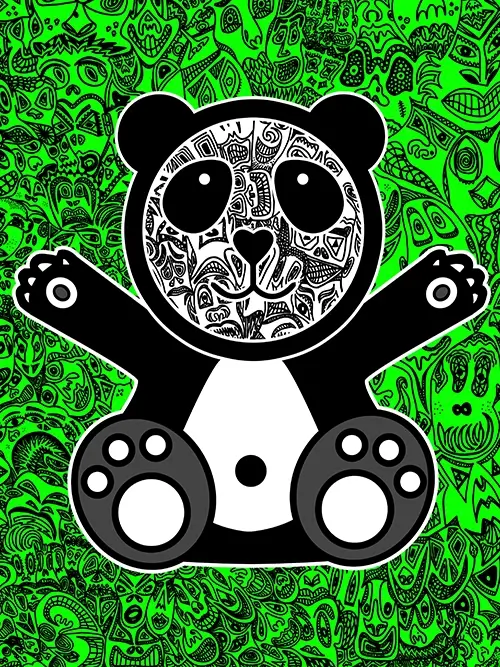 Romulo Kuranyi Happy Panda grün art gallery wiesbaden